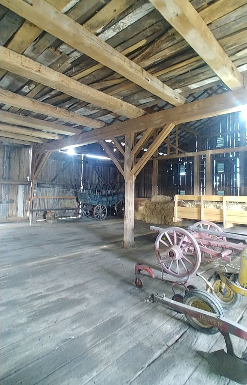 The Pollins Barn at Sewickley Manor Farm will be on-tour on Sunday as part of the drive-on-your-own tour. It has lathe-turned posts supporting the forebay, and inside are “double Y” braces on the center bents. The property has been in the same family for seven generations, it is in a really idyllic spot in Westmoreland County's rolling farmland, with a mile of live-fence (osage orange hedges) and 18 extant historic buildings. Photo courtesy of Terry Necciai